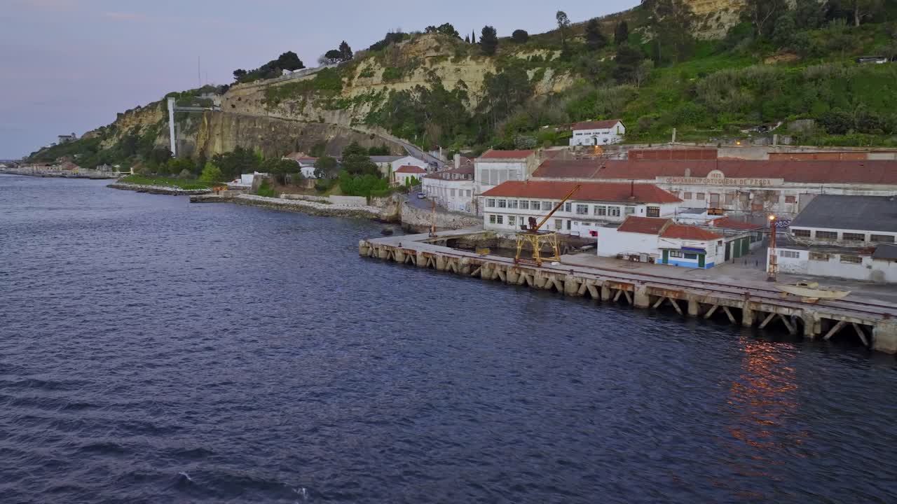 Drone shot of the old warehouses in Almada