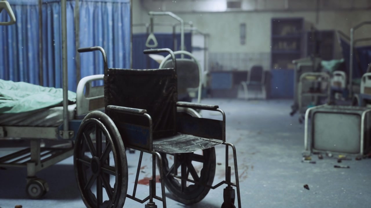 Ambiente ospedaliero classico e silenzioso che evoca sensazioni nostalgiche.