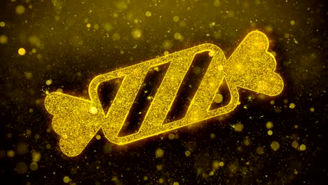 las partículas de brillo dorado del icono del caramelo.