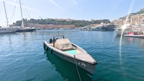 luxury motorboat in monaco harbor