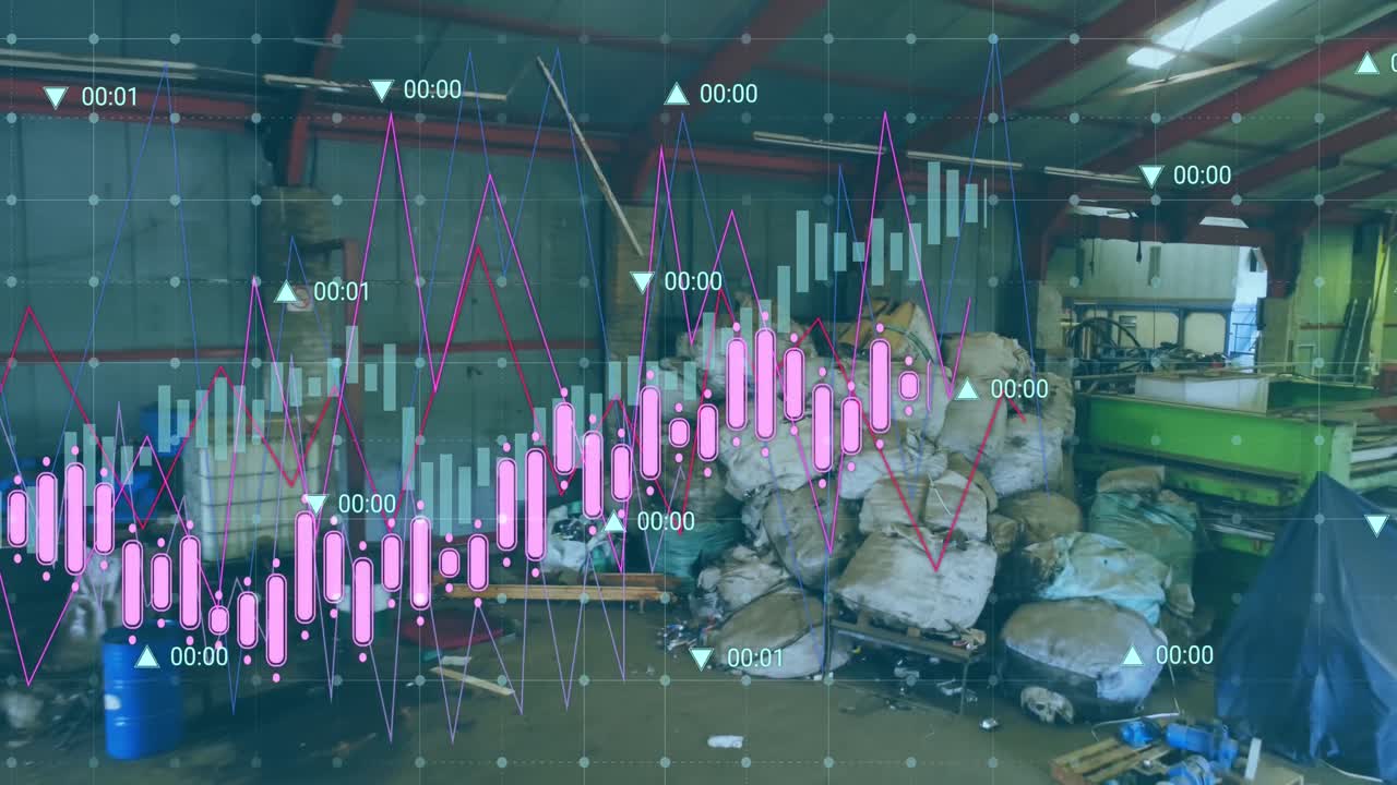 쓰레기 매립장 위의 데이터 처리 애니메이션