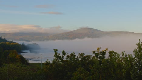 morning mist in the conwy valley time-lapse in 4k