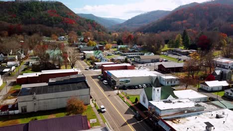 damascus virginia in fall, damascus aerial, damascus va in 4k, small town america, postcard shot, my hometown, hometown usa