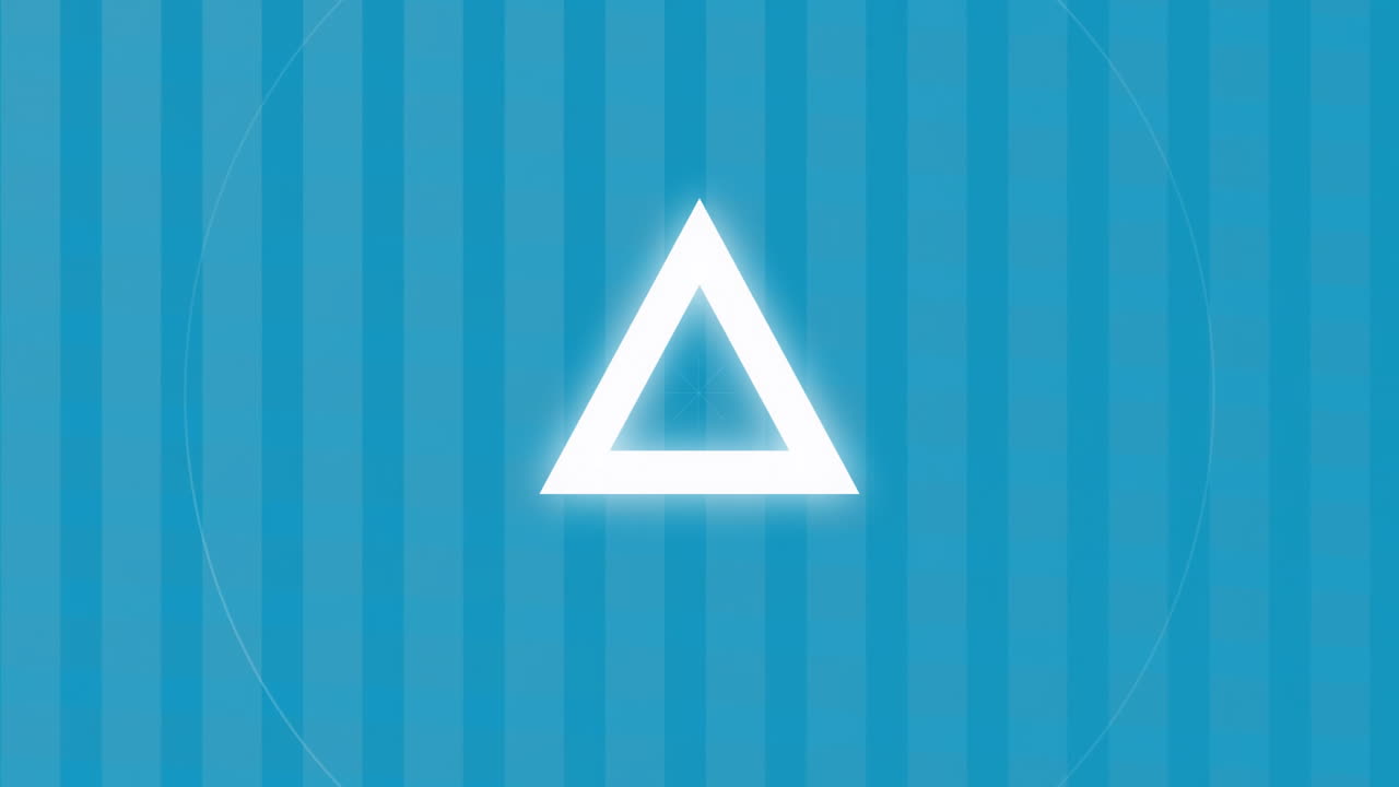 파란 바탕에 박동하는 색 원과 삼각형의 애니메이션