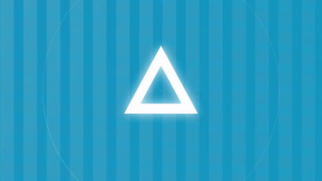 animación de círculos y triángulos blancos pulsando sobre un fondo azul