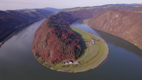 the danube loop in the fall a meandering bend in the river