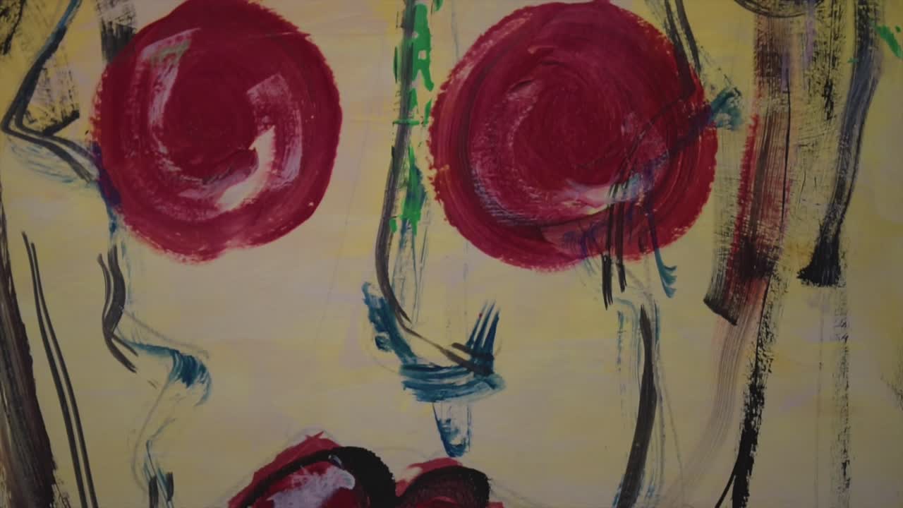 인도 예술가 의 얼굴 모양 의 표현주의 추상 회화