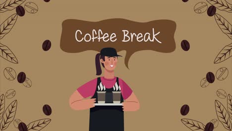 trabajadora de una cafetería con una bandeja