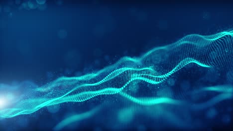 digital blue color particles wave flow abstract motion background