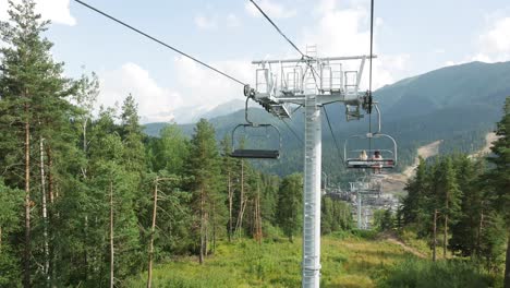 mountain ski lift in summer