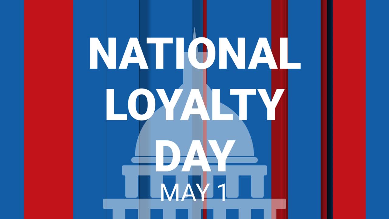 National loyalty day hendwiriting motion word isolated on free movie usa Flag colour line.  Animation of loyalty for nation.