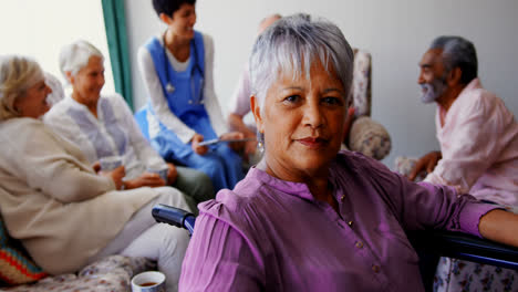 Front-view-of-active-African-american-senior-woman-in-the-nursing-home-4k