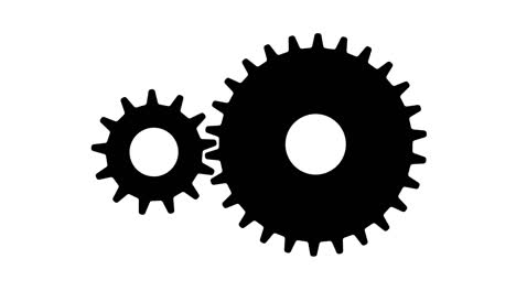 two gears flat icon seamless rotation. abstract working process. clockwork cogs machinery in motion