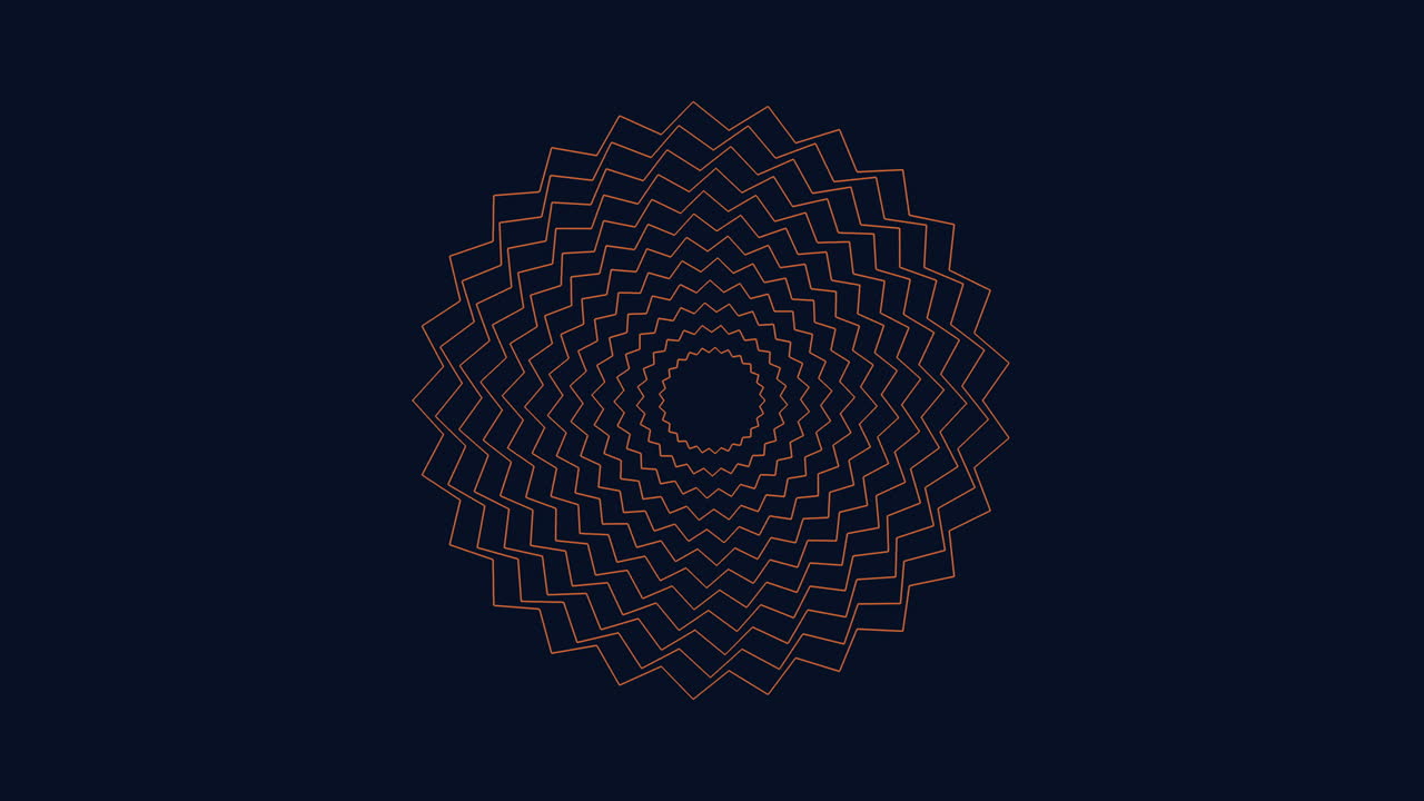 líneas espirales simétricas de color naranja sobre un fondo azul oscuro