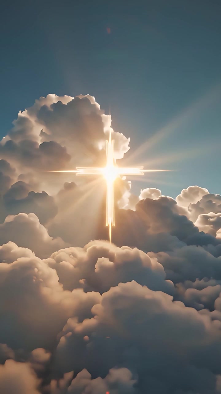 Sfondo per Adorazione 4K: Croce Cristiana e Luce Celeste