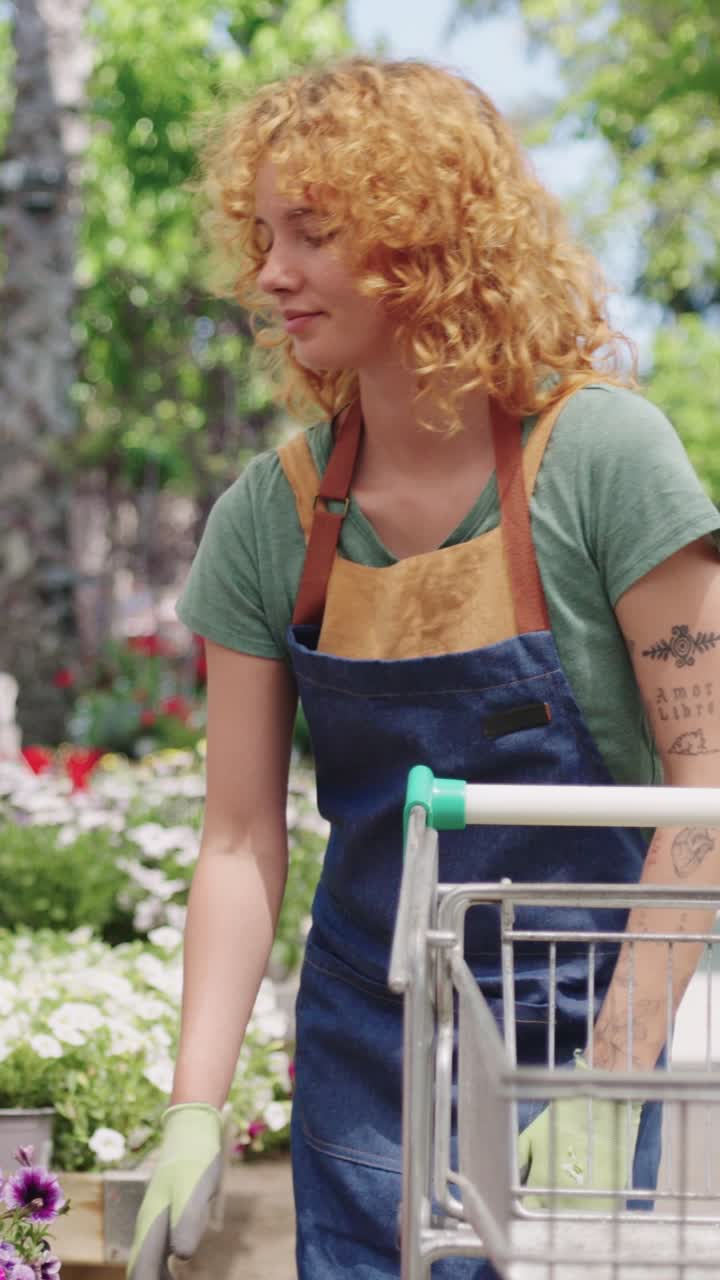 Woman gardener picking flowers