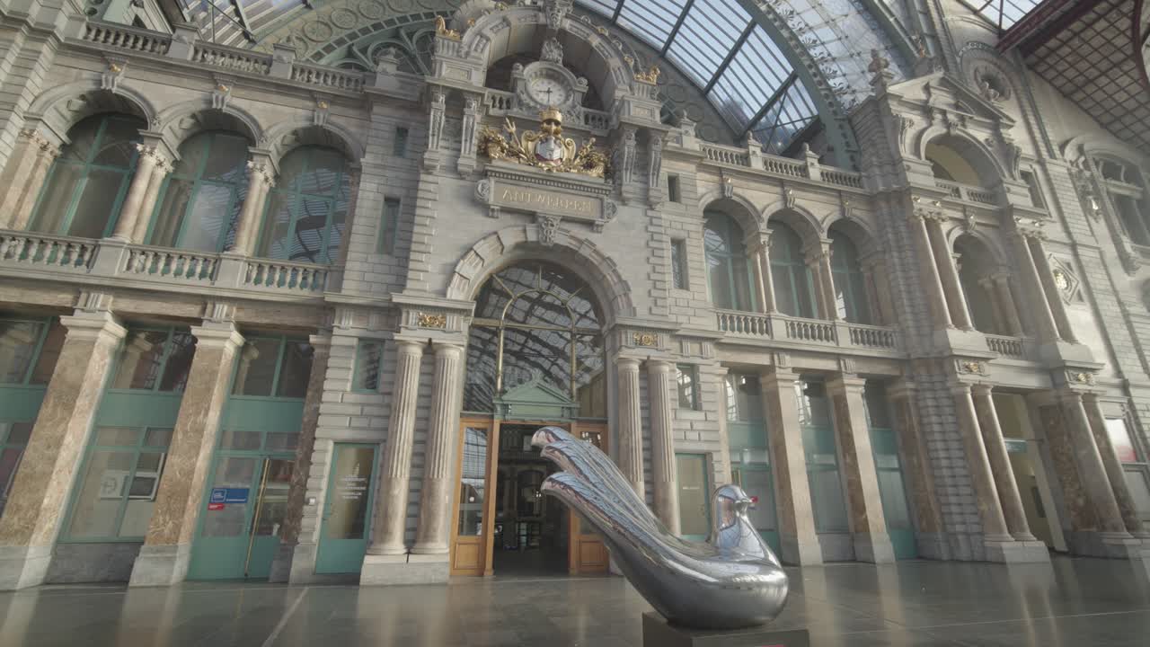 Antwerp Central Station Interior with Sculpture