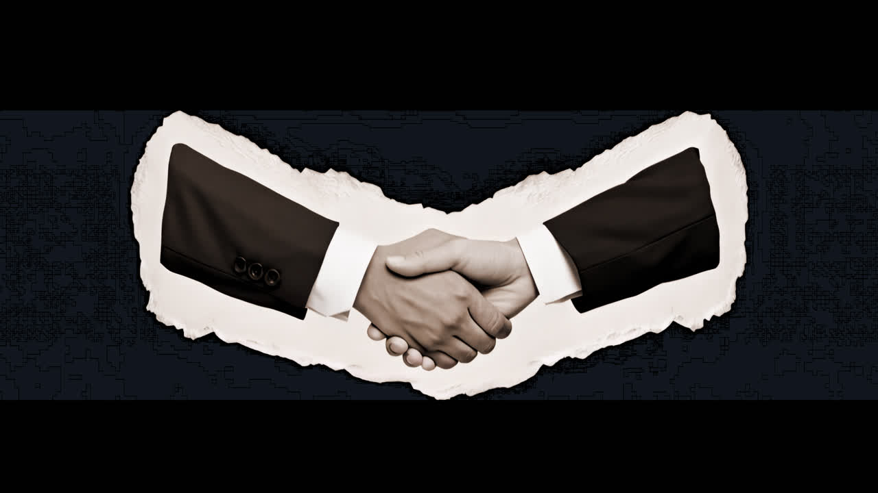 Unity through professional handshake animation isolated asset, transparent 4K video, alpha channel