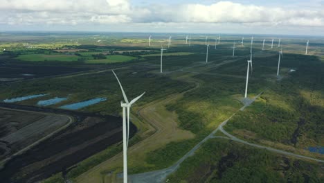 cinematic aerial view of wind turbines energy production- 4k aerial shot