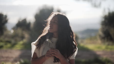 Rejoicing-happiness-with-nature-spanish-woman-in-slow-motion