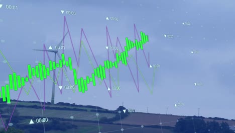 Animation-of-statistics-and-data-processing-over-wind-turbine