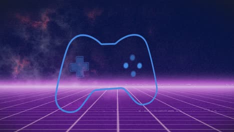 animación de un controlador de videojuego con diseño futurista abstracto en el fondo