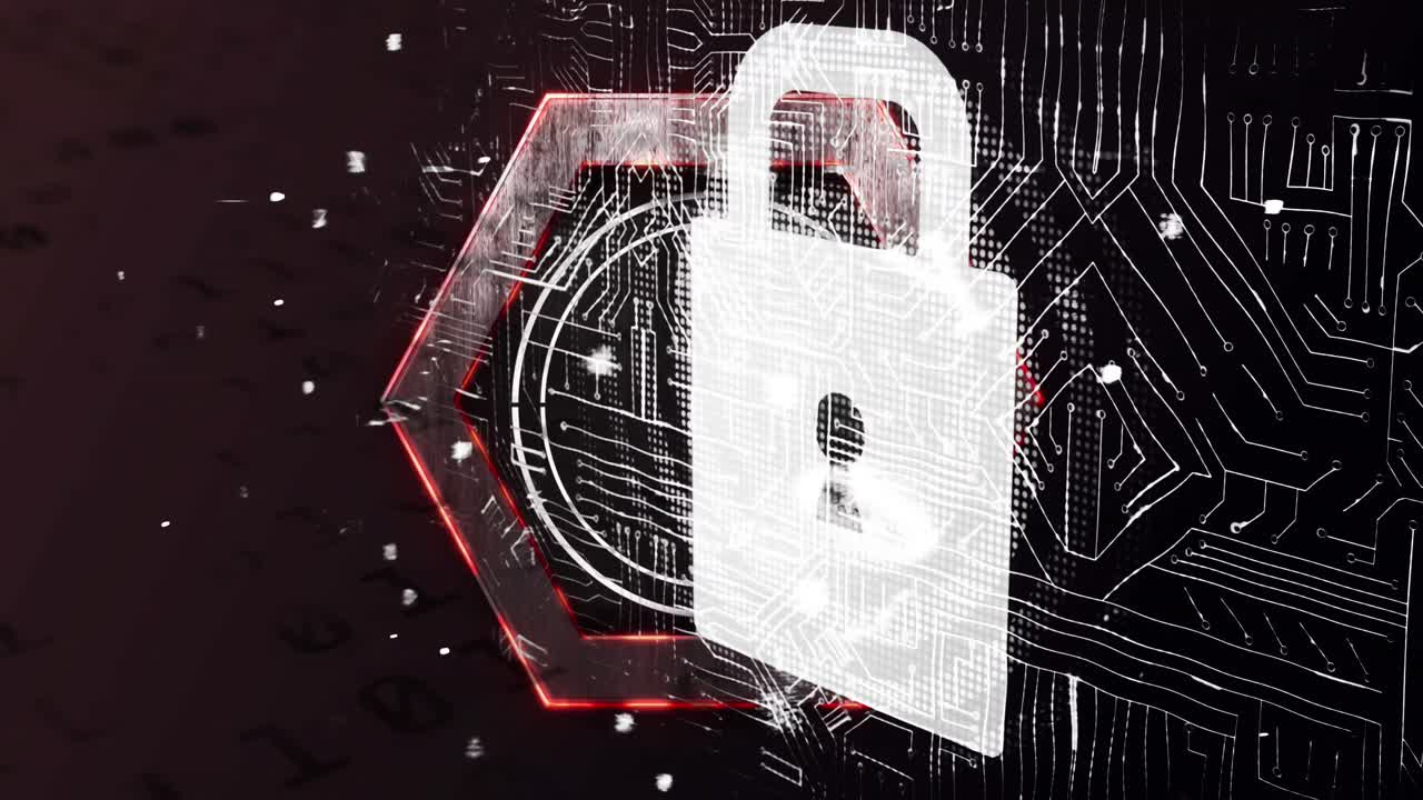 animación de la exploración del alcance y el candado sobre fondo negro