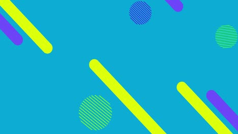 animation of zap text over colorful shapes on blue background