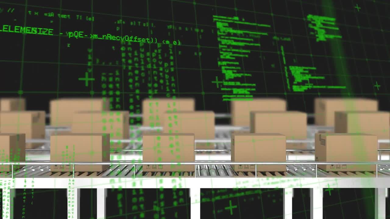 procesamiento de datos a través de la red de red contra múltiples cajas de entrega en la cinta transportadora