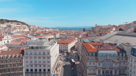aerial view of beautiful lisbon cityscape from restauradores square