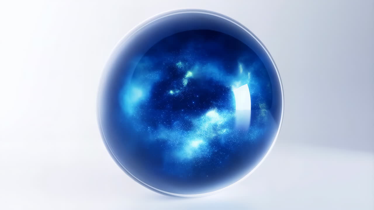 Cosmic Blue Nebula Orb on White Background