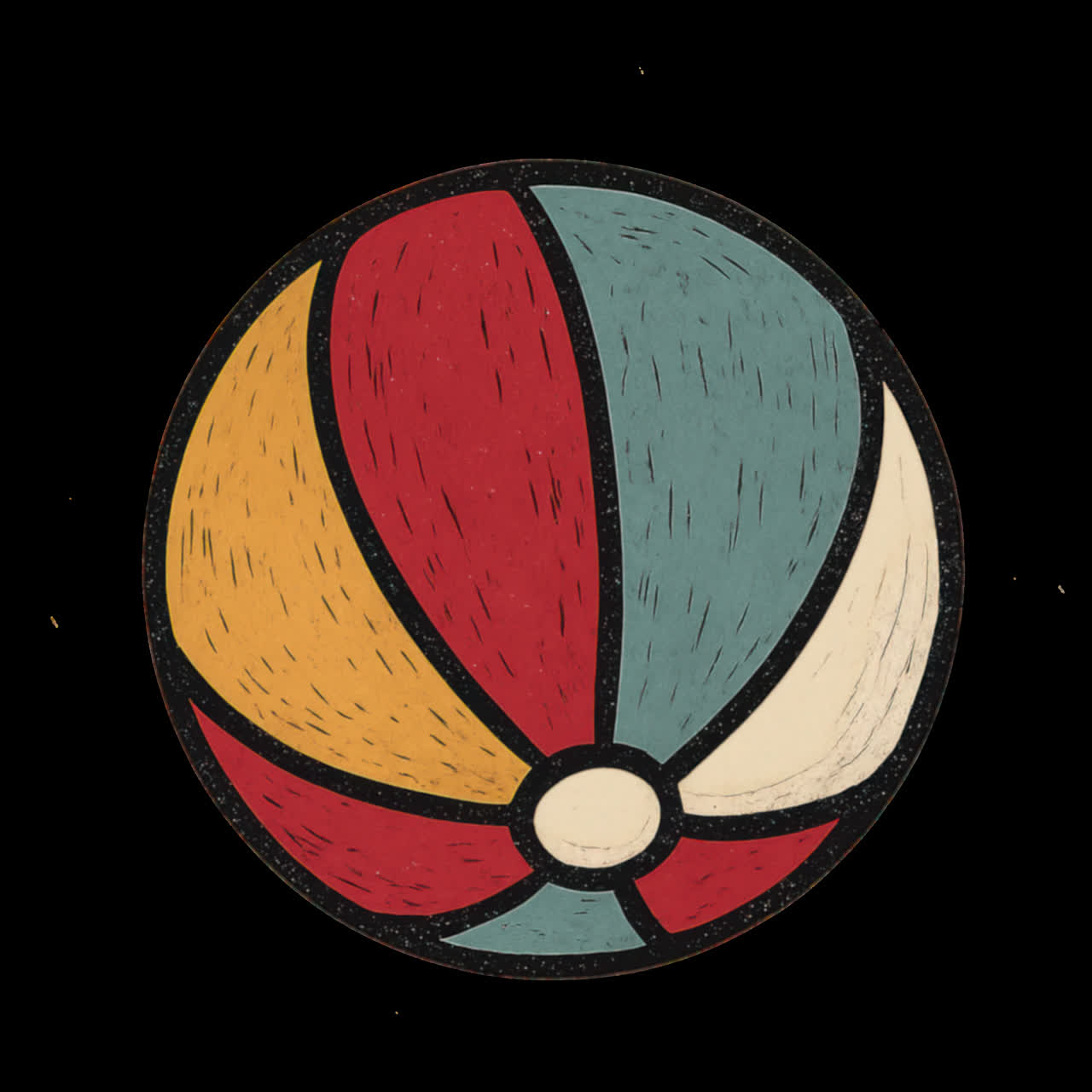 Colorful vintage beach ball illustration animation isolated asset, transparent 4K video, alpha