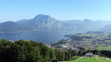 Drone-Shot-Of-Austrian-Mountain-Traunstein-In-Gmunden