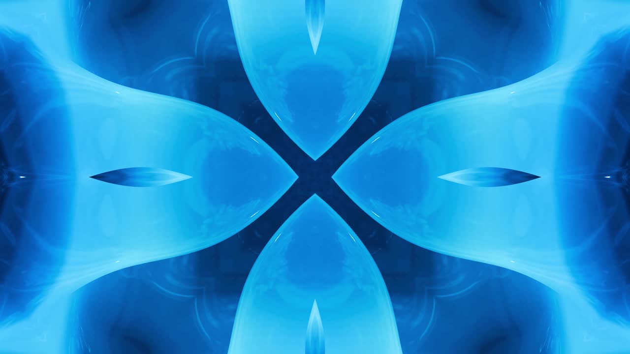 별의 대칭을 가진 추상적인 대칭적인 배경, 파동을 가진 만달라, 파란색 액체 배경과 파동적인 반이는 패턴, 반이는 반이는 표면, 칼레도스코프 효과