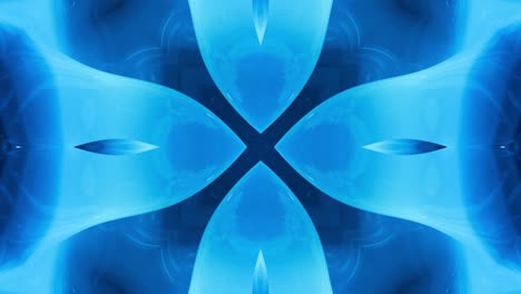 fondo simétrico abstracto con simetría estelar. mandala con olas. fondo líquido azul abstracto en bucle con patrón brillante ondulado, superficie brillante y brillante. efecto caleidoscopio