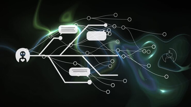 Animation of ai chat and data processing over connections