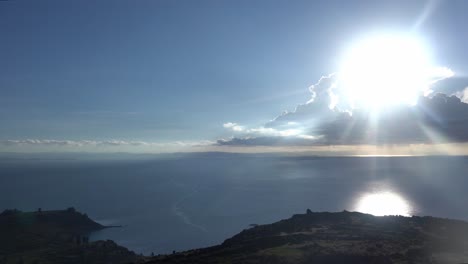 Peru---Titicaca-lake-panorama-from-Temple-of-Mother-Nature-on-a-sunny-day