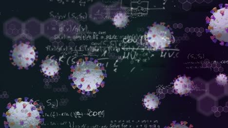 ecuaciones matemáticas contra las estructuras químicas y las células de covid-19