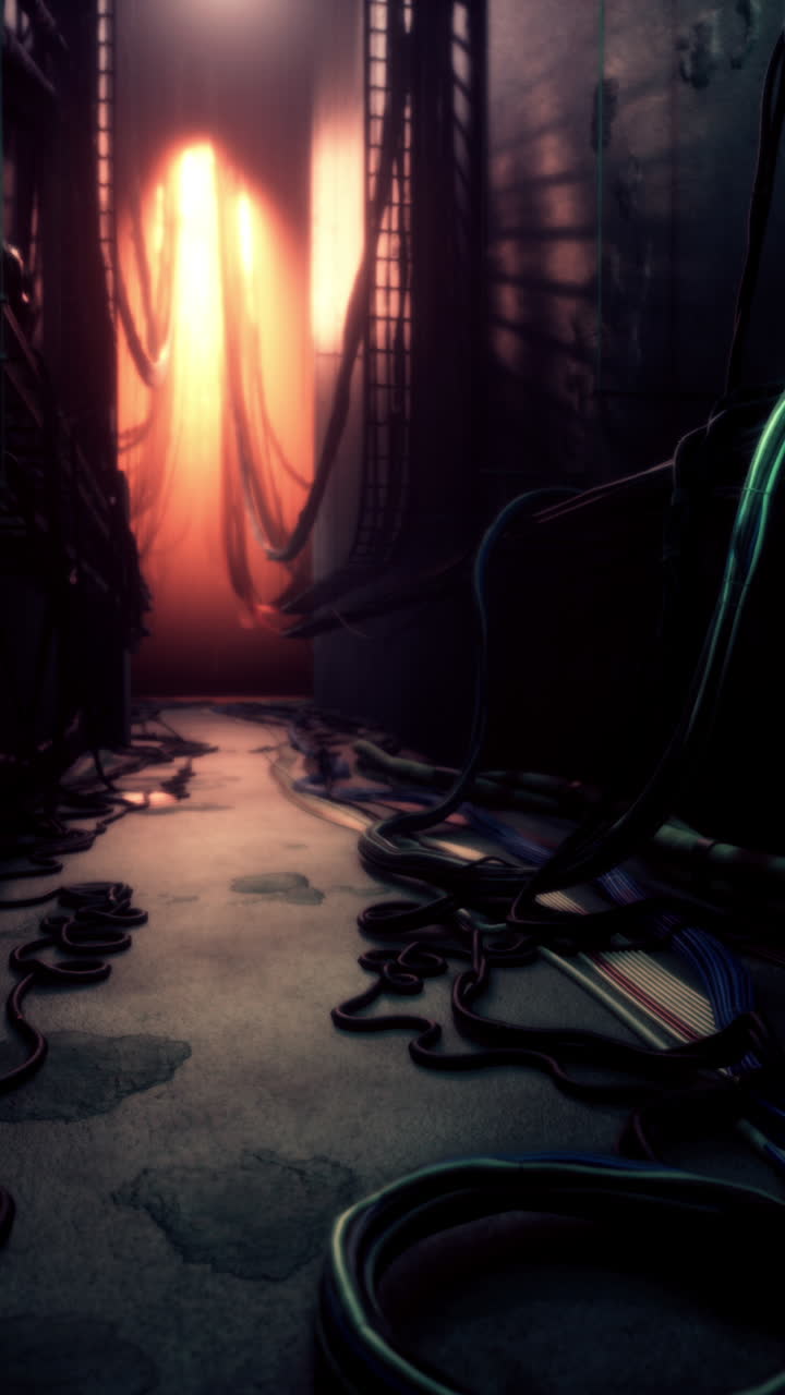 pasillo futurista oscuro con luz brillante