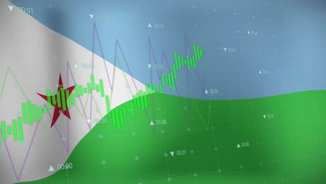 Animation-of-graphs-processing-data-over-flag-of-djibouti