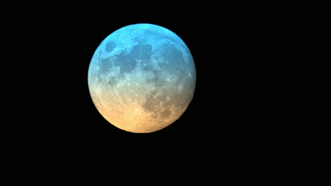 astro time lapse, colourful large moon rising in the night sky