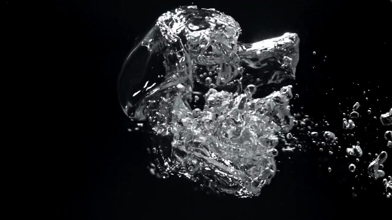 Slow Motion Water Bubbles Pouring on Black Background