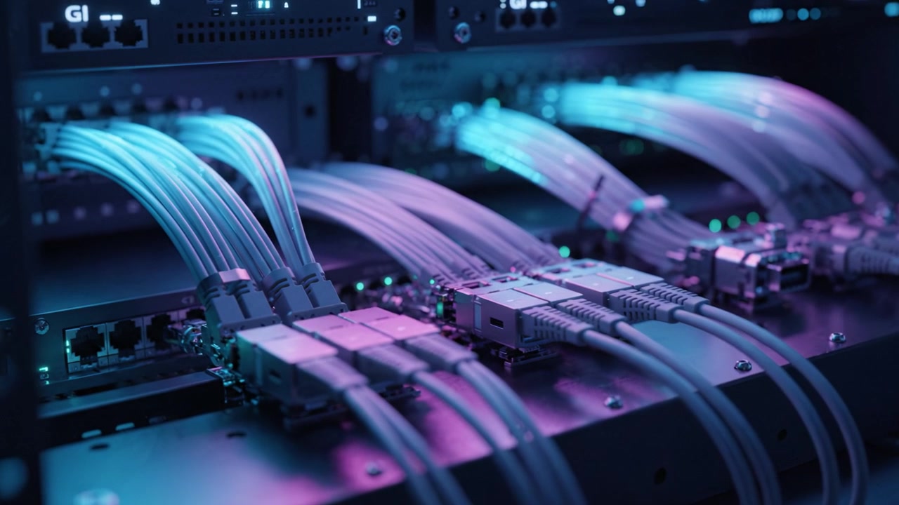 A Close-Up Look at Vibrantly Colored Data Cables in a Network Switch, Showcasing the Intricate Connectivity of Modern Data Centers and Infrastructure.