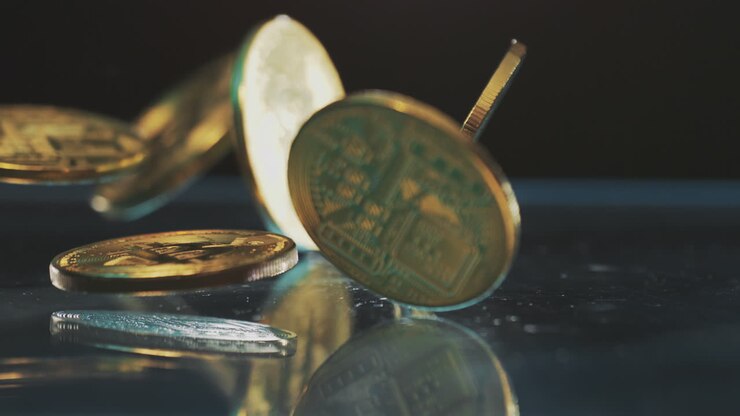 Monete Bitcoin in movimento