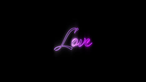 Animation-of-purple-neon-love-text-flickering-on-black-background