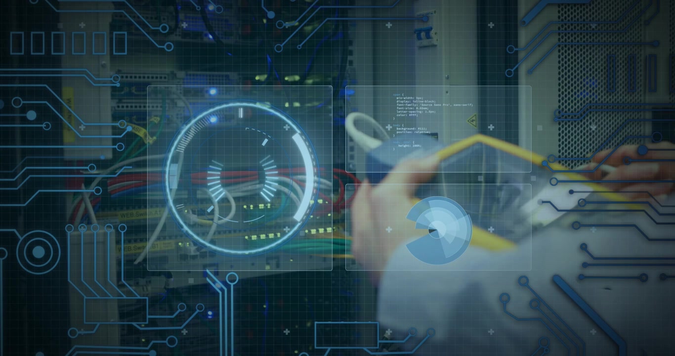 Animation of text with globe and network of connections