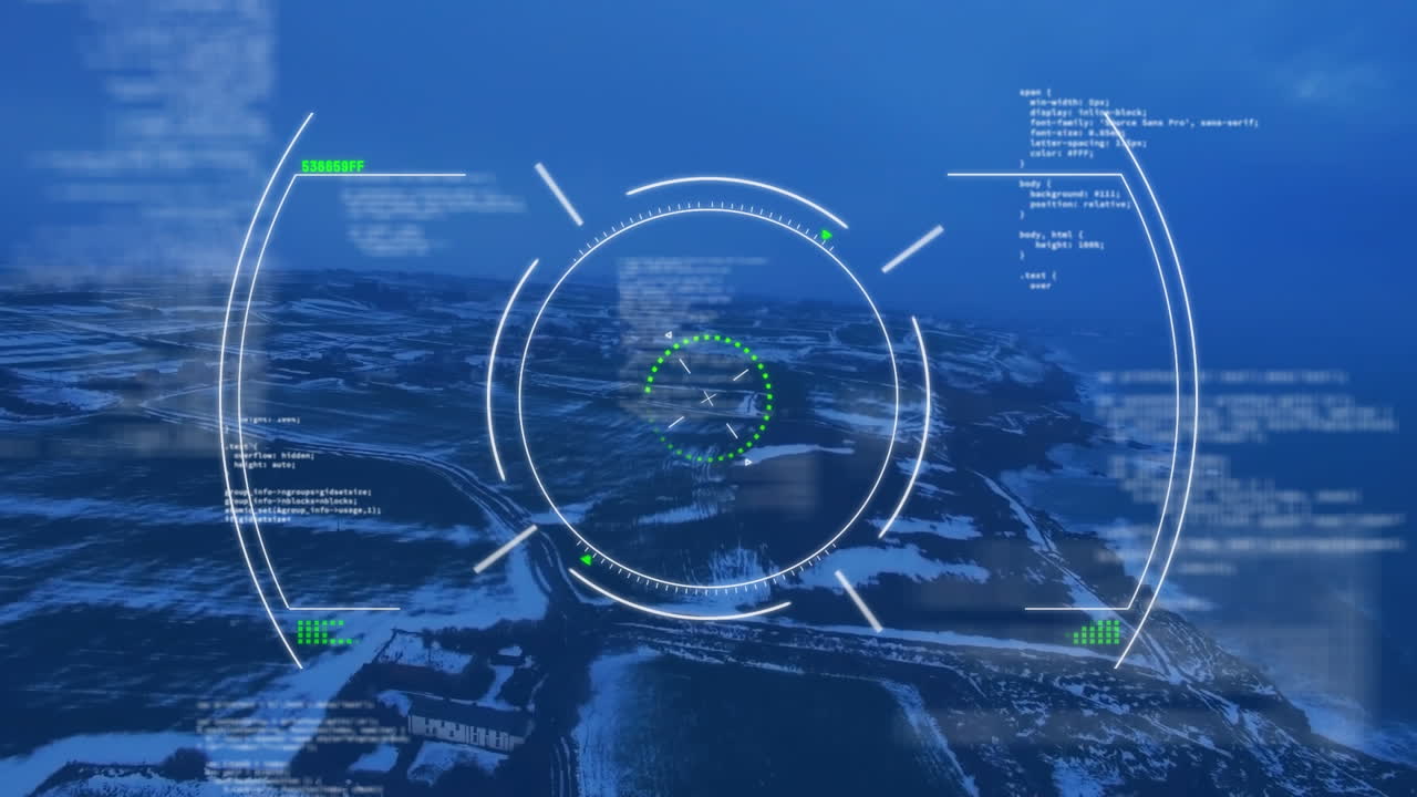 animación del procesamiento de datos y el escaneo del alcance contra un fondo azul