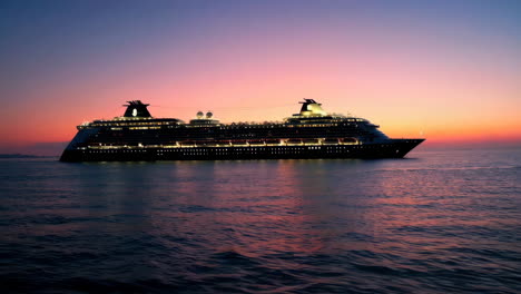 cruise ship at sunset