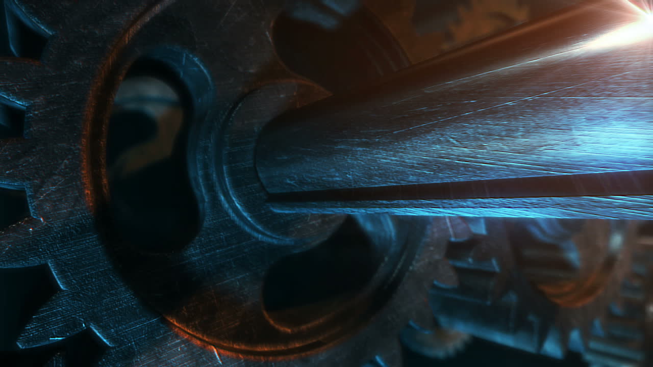 Close-up of intricate clockwork gears and shaft