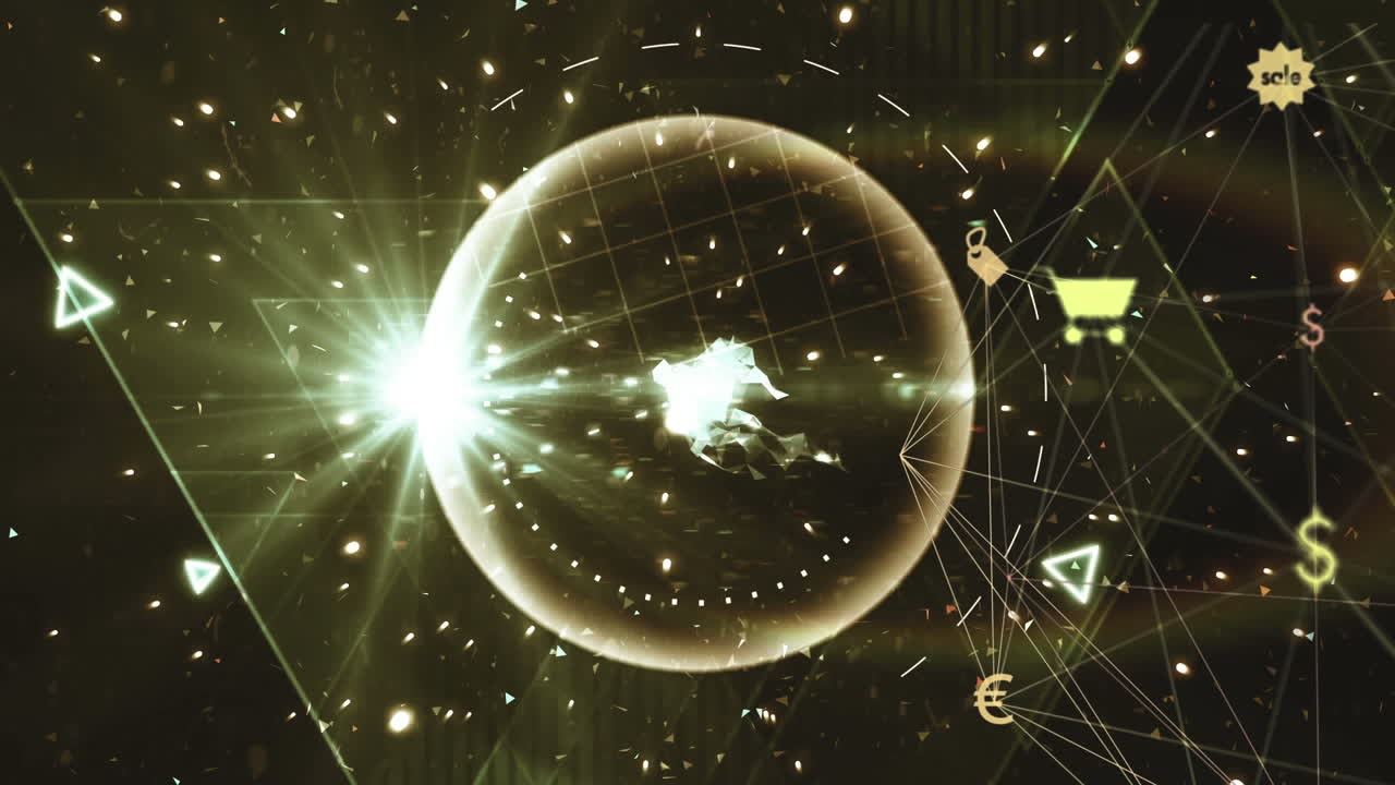 globo de iconos digitales contra la red de iconos de conexiones